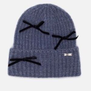 Steve Madden Beanie with Black Bow Accents